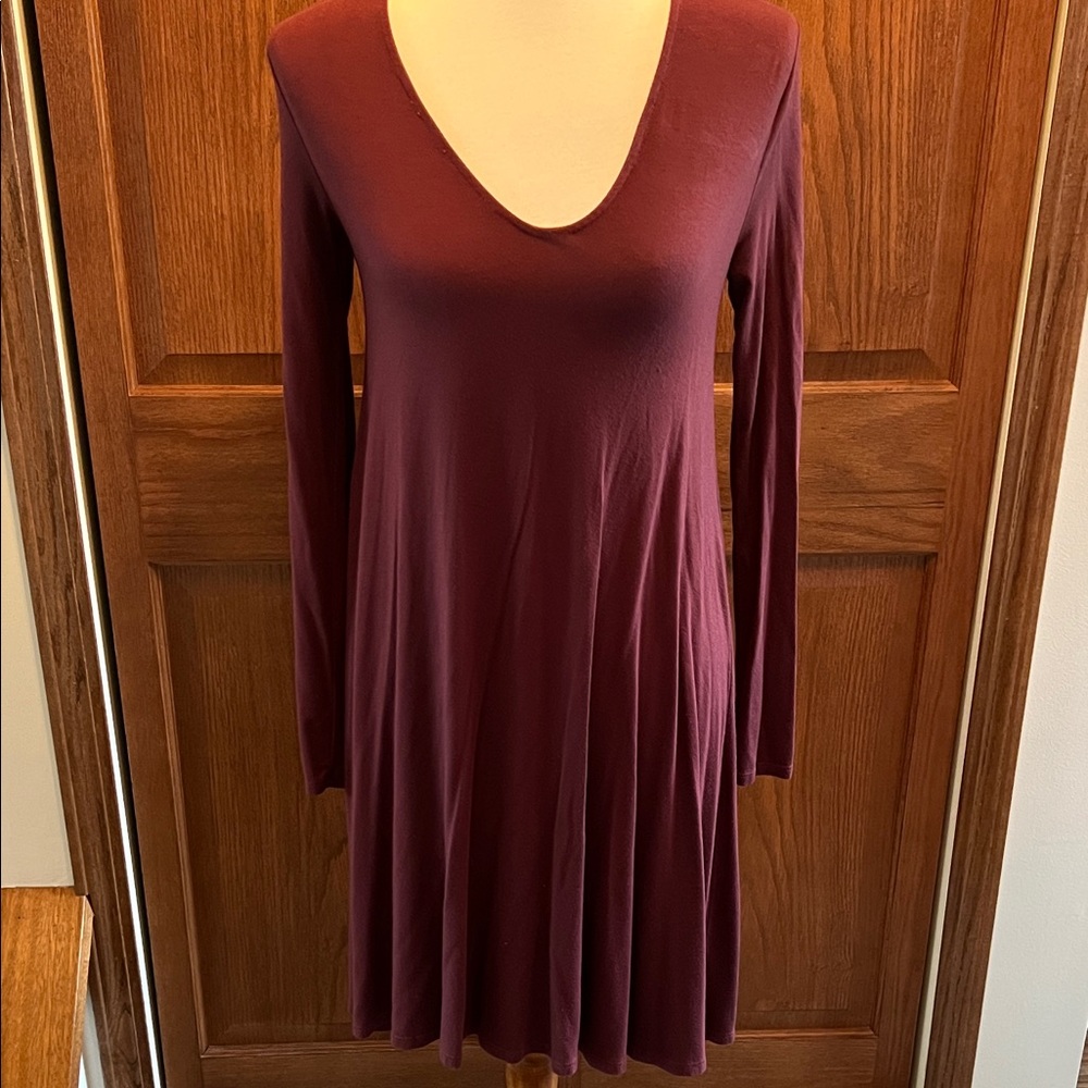 Burgundy Long Sleeve tshirt Dress